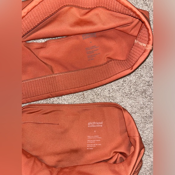 Girlfriend Collective High Waist Compressive Leggings and Tommy Bra in Brick - Picture 2 of 3